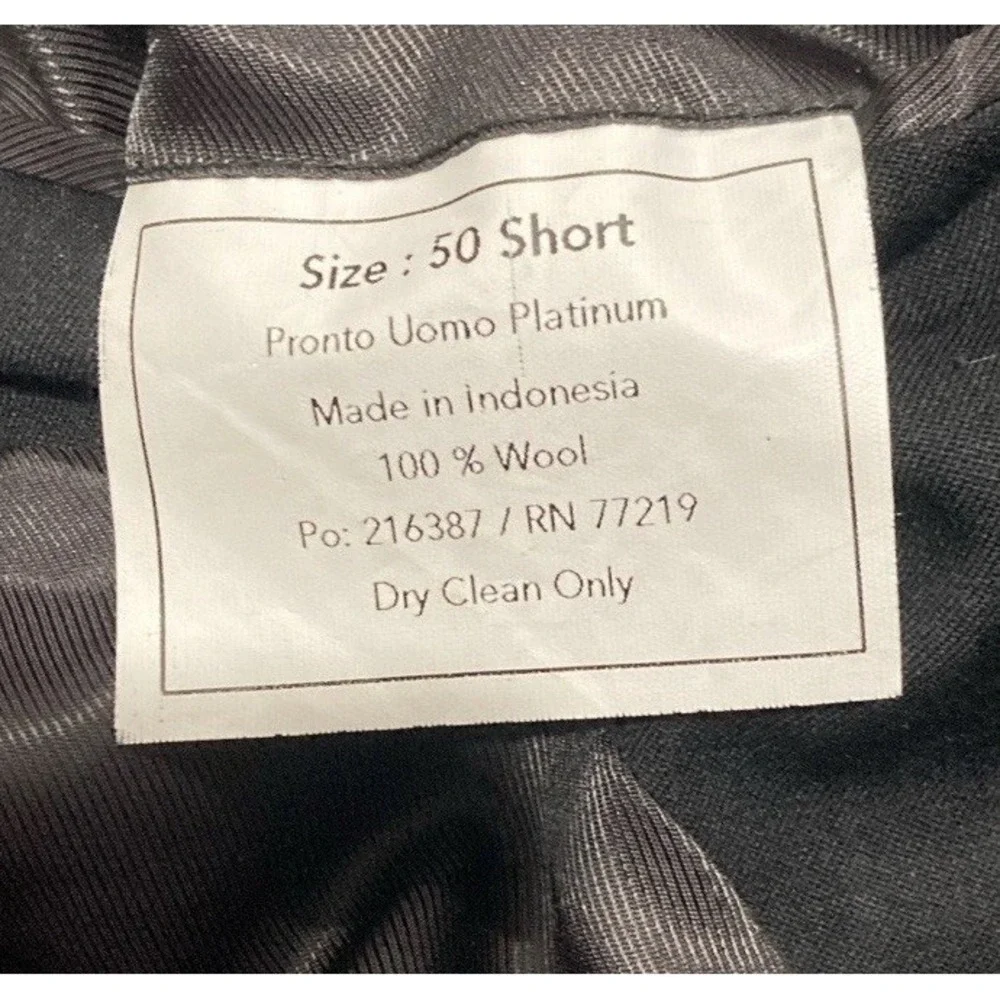 Pronto Uomo Platinum Executive Fit 50 Short Black Wool Sport Coat Blazer